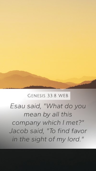 Genesis 33:8 WEB Bible Verse Image