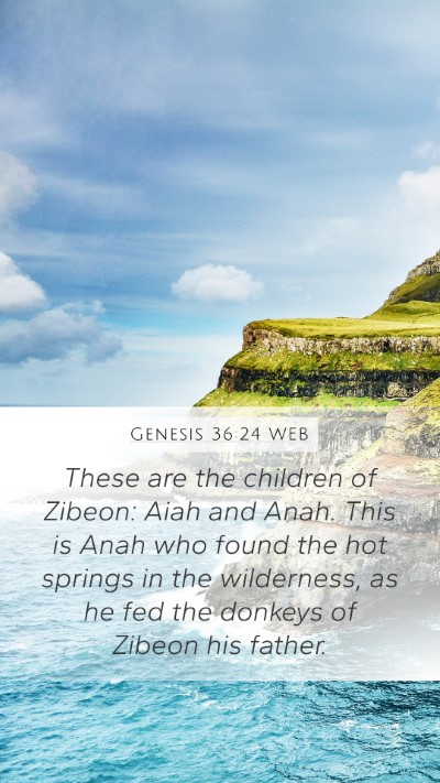 Genesis 36:24 WEB Mobile Phone Wallpaper - These are the children of Zibeon: Aiah and Anah. - Mobile Bible Verse Wallpaper
