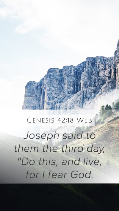 Genesis 42:18 WEB Bible Verse Image