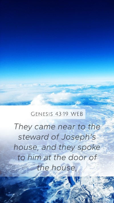 Genesis 43:19 WEB Bible Verse Image