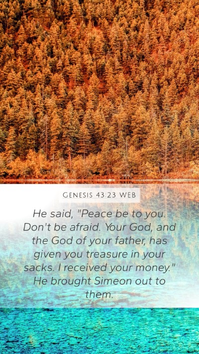 Genesis 43:23 WEB Bible Verse Image