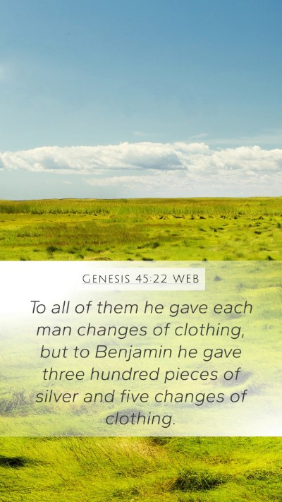 Genesis 45:22 WEB Bible Verse Image