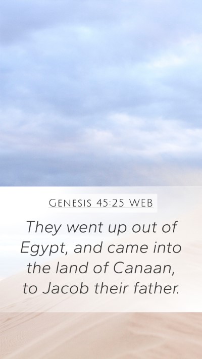 Genesis 45:25 WEB Mobile Phone Wallpaper - They went up out of Egypt, and came into the land - Mobile Bible Verse Wallpaper