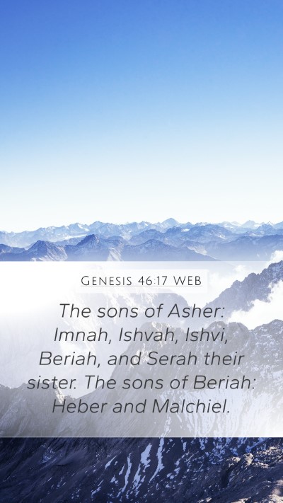 Genesis 46:17 WEB Bible Verse Image