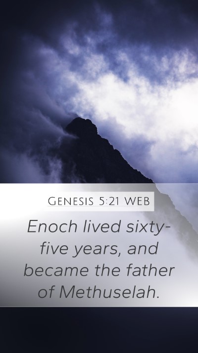 Genesis 5:21 WEB Mobile Phone Wallpaper - Enoch lived sixty-five years, and became the - Mobile Bible Verse Wallpaper