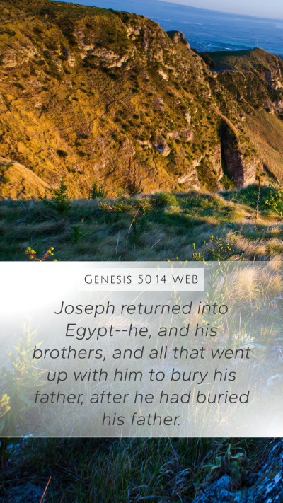 Genesis 50:14 WEB Mobile Phone Wallpaper - Joseph returned into Egypt--he, and his brothers, - Mobile Bible Verse Wallpaper