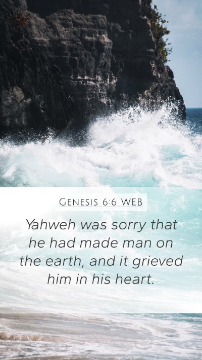 Genesis 6:6 WEB Bible Verse Image