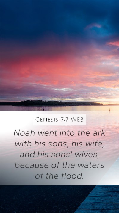 Genesis 7:7 WEB Bible Verse Image