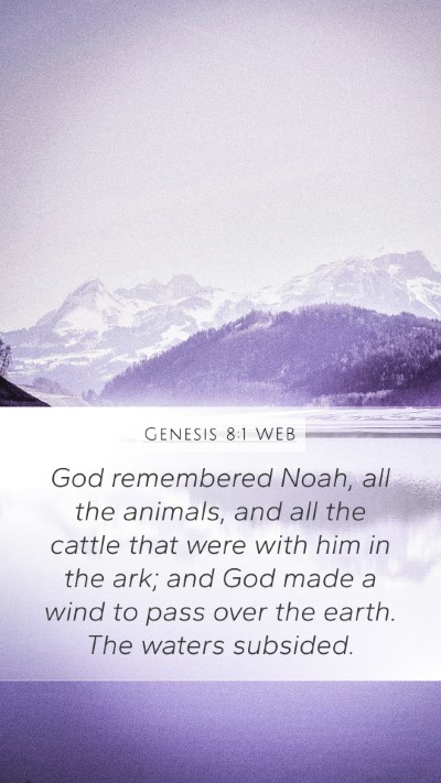 Genesis 8:1 WEB Bible Verse Image