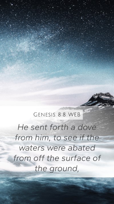 Genesis 8:8 WEB Mobile Phone Wallpaper - He sent forth a dove from him, to see if the - Mobile Bible Verse Wallpaper