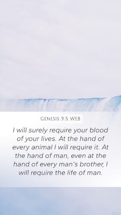 Genesis 9:5 WEB Bible Verse Image