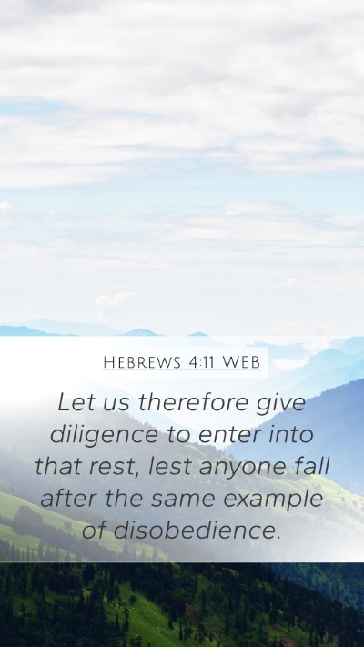 Hebrews 4:11 WEB Bible Verse Image