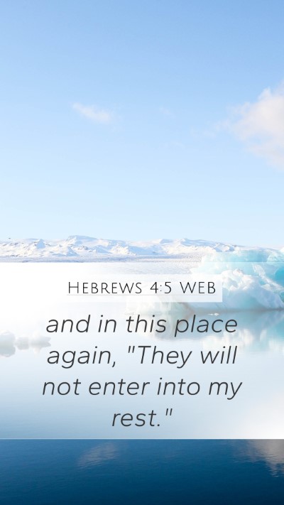 Hebrews 4:5 WEB Bible Verse Image