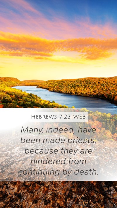 Hebrews 7:23 WEB Bible Verse Image