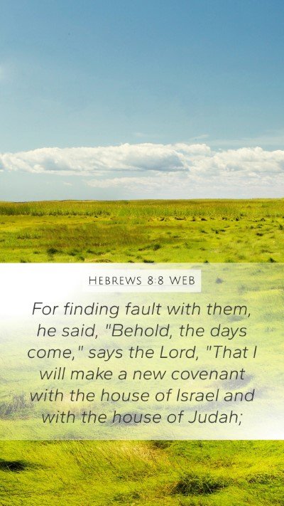 Hebrews 8:8 WEB Bible Verse Image