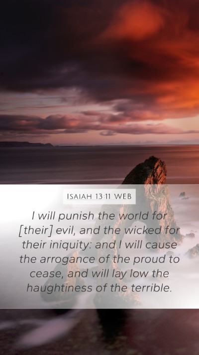 Isaiah 13:11 WEB Bible Verse Image