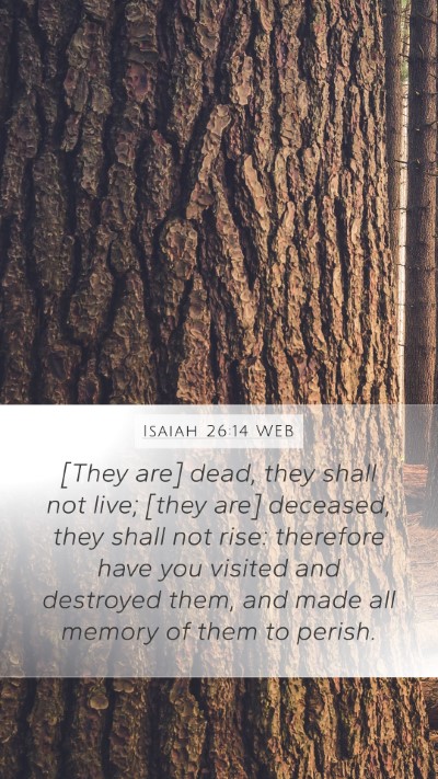 Isaiah 26:14 WEB Mobile Phone Wallpaper - [They are] dead, they shall not live; [they are] - Mobile Bible Verse Wallpaper