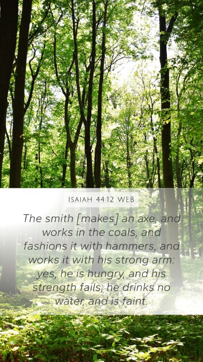 Isaiah 44:12 WEB Bible Verse Image