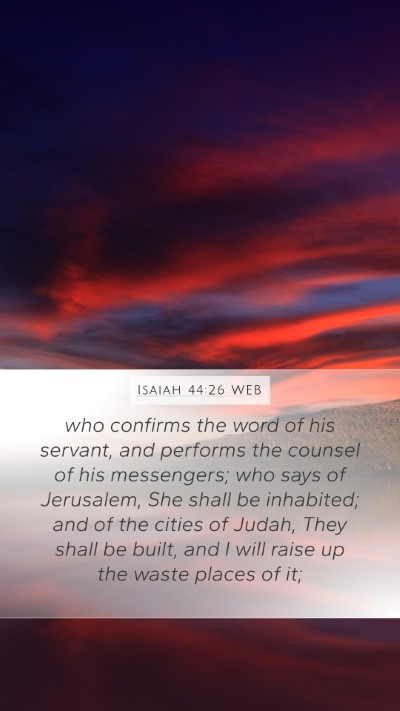Isaiah 44:26 WEB Bible Verse Image