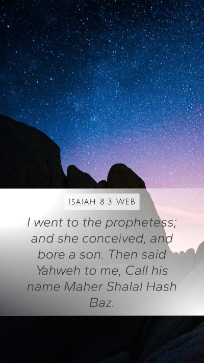 Isaiah 8:3 WEB Mobile Phone Wallpaper - I went to the prophetess; and she conceived, and - Mobile Bible Verse Wallpaper