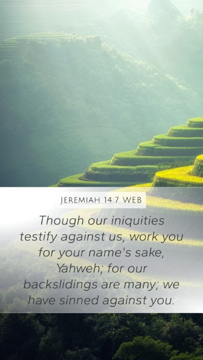 Jeremiah 14:7 WEB Bible Verse Image