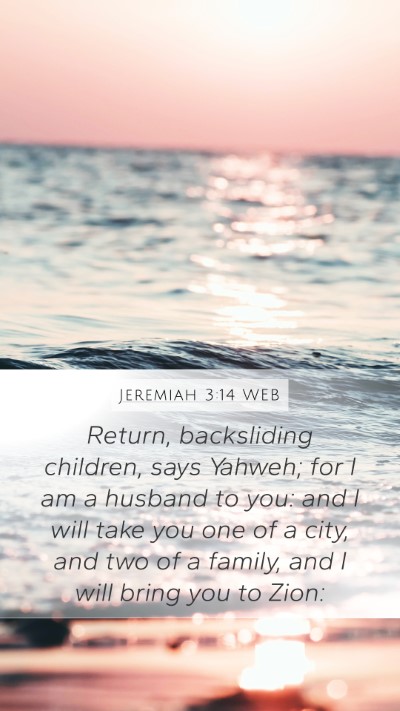 Jeremiah 3:14 WEB Bible Verse Image