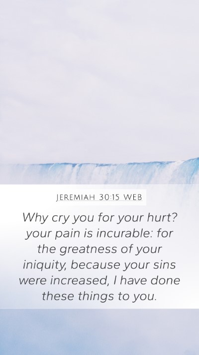 Jeremiah 30:15 WEB Bible Verse Image