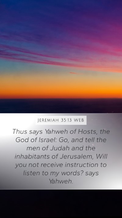 Jeremiah 35:13 WEB Bible Verse Image