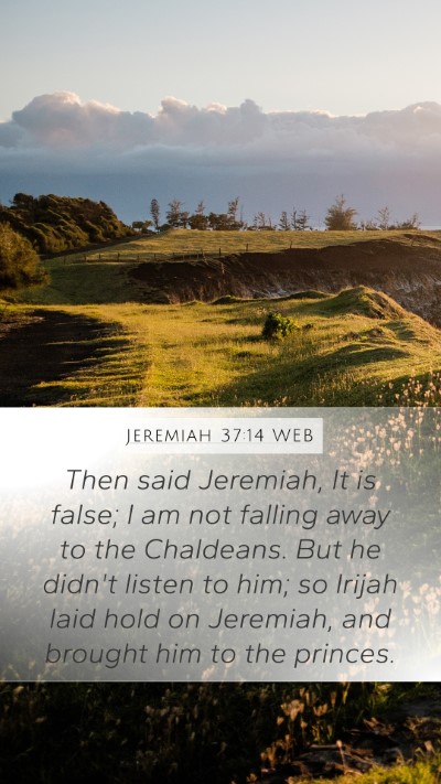 Jeremiah 37:14 WEB Bible Verse Image