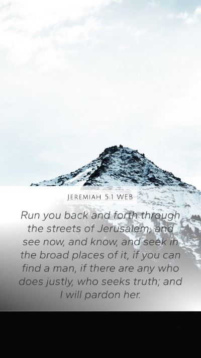 Jeremiah 5:1 WEB Bible Verse Image
