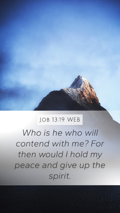 Job 13:19 WEB Mobile Phone Wallpaper - Who is he who will contend with me? For then - Mobile Bible Verse Wallpaper