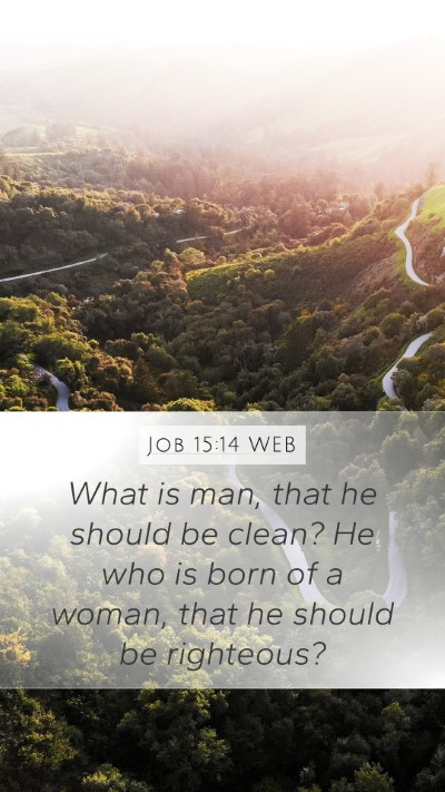Job 15:14 WEB Bible Verse Image