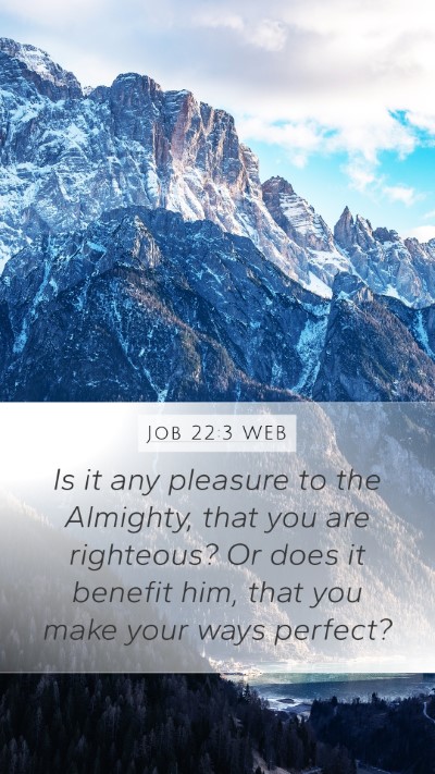 Job 22:3 WEB Mobile Phone Wallpaper - Is it any pleasure to the Almighty, that you are - Mobile Bible Verse Wallpaper