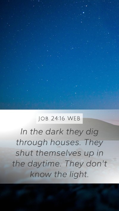 Job 24:16 WEB Mobile Phone Wallpaper - In the dark they dig through houses. They shut - Mobile Bible Verse Wallpaper