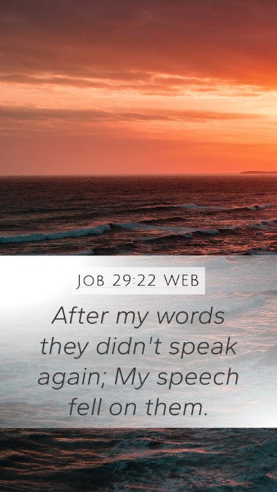 Job 29:22 WEB Bible Verse Image