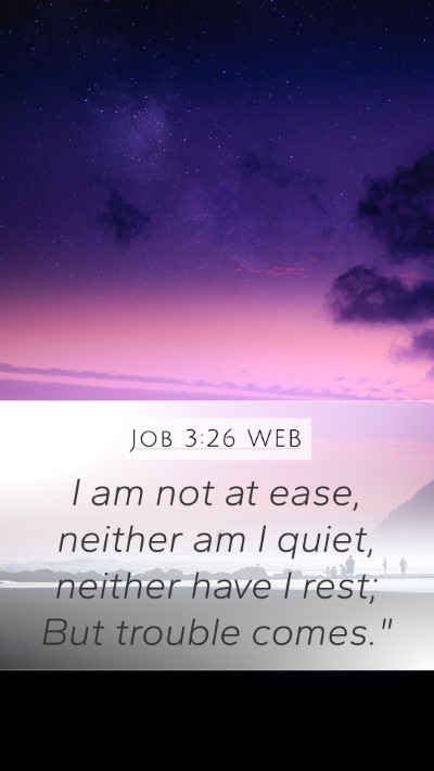 Job 3:26 WEB Mobile Phone Wallpaper - I am not at ease, neither am I quiet, neither - Mobile Bible Verse Wallpaper