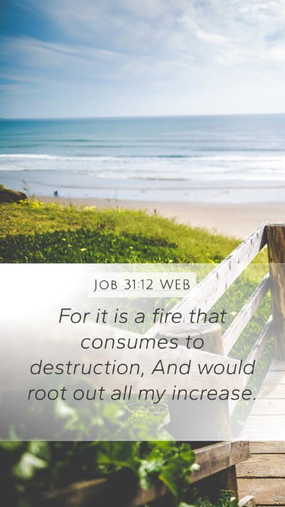 Job 31:12 WEB Mobile Phone Wallpaper - For it is a fire that consumes to destruction, - Mobile Bible Verse Wallpaper