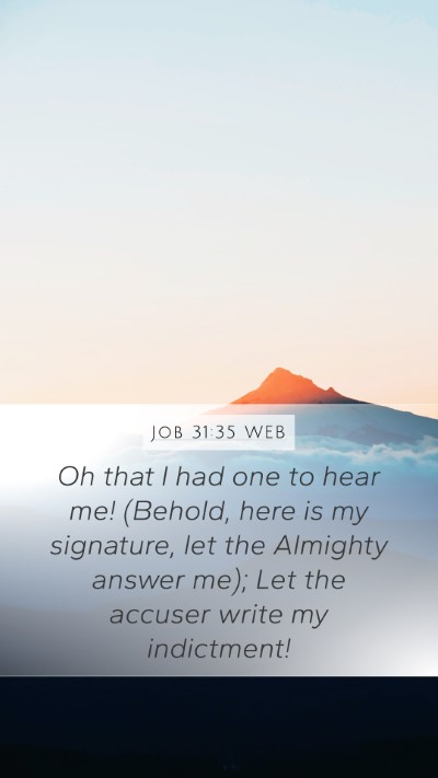 Job 31:35 WEB Bible Verse Image