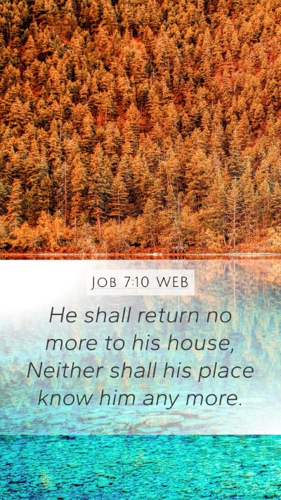 Job 7:10 WEB Mobile Phone Wallpaper - He shall return no more to his house, Neither - Mobile Bible Verse Wallpaper