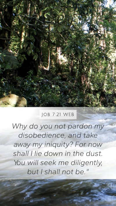 Job 7:21 WEB Bible Verse Image