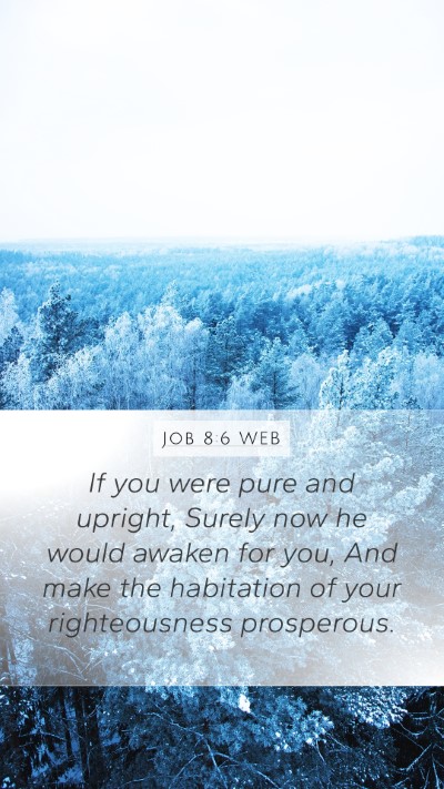 Job 8:6 WEB Mobile Phone Wallpaper - If you were pure and upright, Surely now he would - Mobile Bible Verse Wallpaper