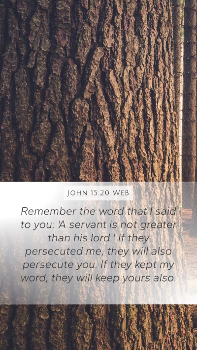 John 15:20 WEB Mobile Phone Wallpaper - Remember the word that I said to you: 'A servant - Mobile Bible Verse Wallpaper