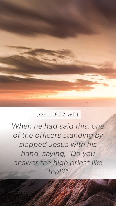 John 18:22 WEB Mobile Phone Wallpaper - When he had said this, one of the officers - Mobile Bible Verse Wallpaper