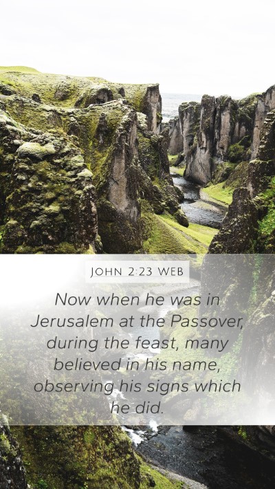 John 2:23 WEB Bible Verse Image