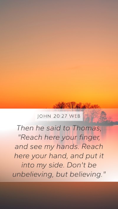 John 20:27 WEB Bible Verse Image