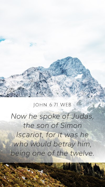 John 6:71 WEB Mobile Phone Wallpaper - Now he spoke of Judas, the son of Simon Iscariot, - Mobile Bible Verse Wallpaper