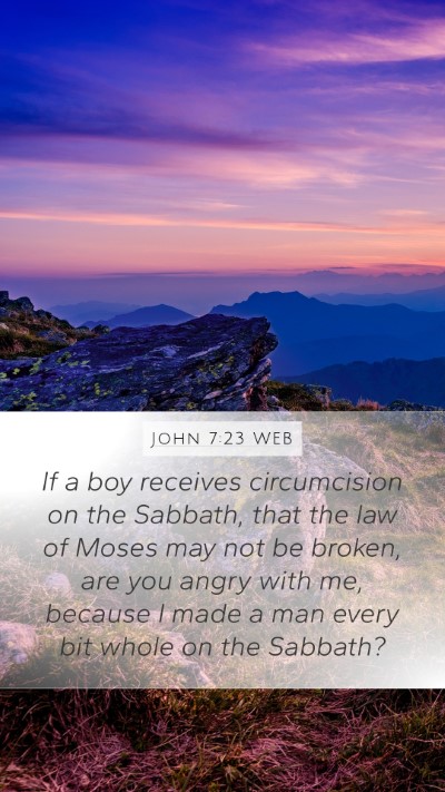 John 7:23 WEB Mobile Phone Wallpaper - If a boy receives circumcision on the Sabbath, - Mobile Bible Verse Wallpaper