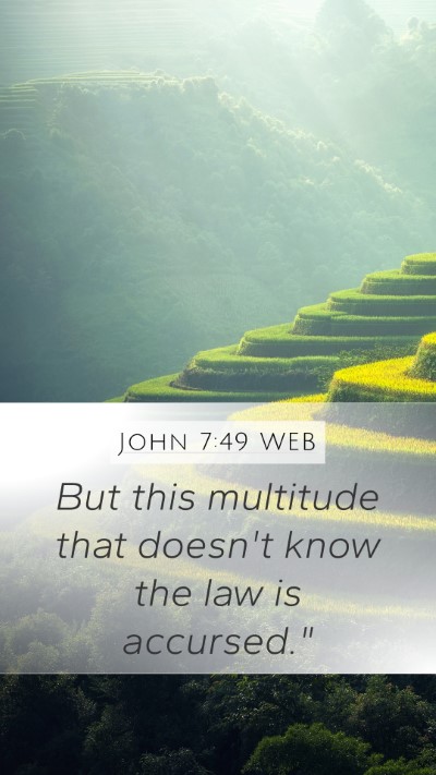 John 7:49 WEB Mobile Phone Wallpaper - But this multitude that doesn't know the law is - Mobile Bible Verse Wallpaper