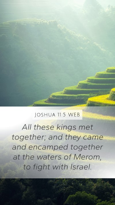 Joshua 11:5 WEB Mobile Phone Wallpaper - All these kings met together; and they came and - Mobile Bible Verse Wallpaper