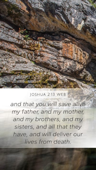 Joshua 2:13 WEB Bible Verse Image